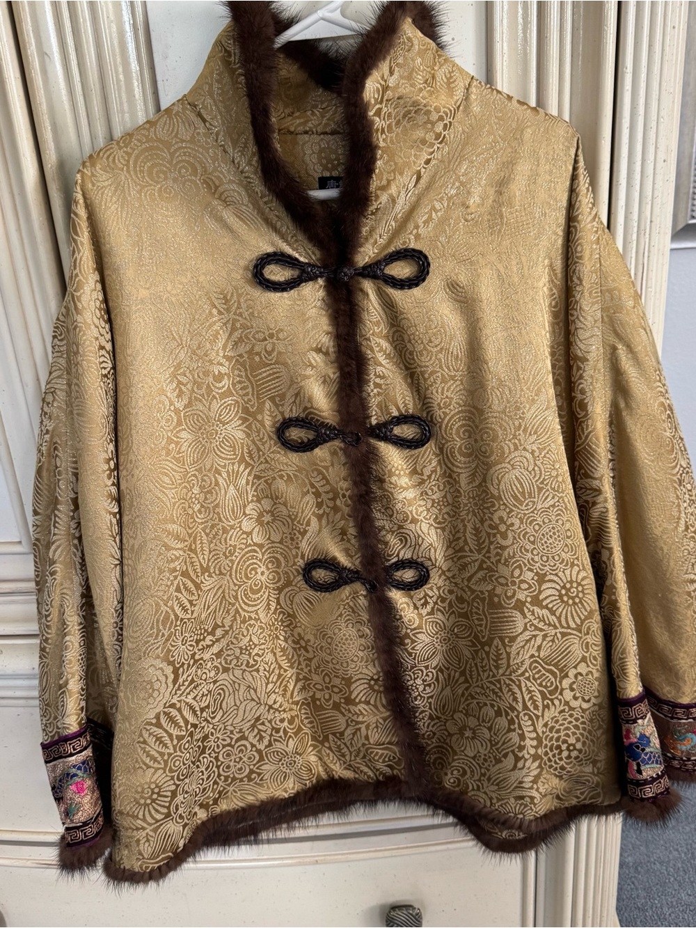 Gold Brocade Fur-Trim Jacket - Women